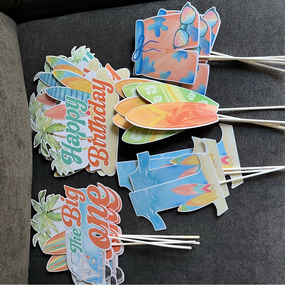 Centerpieces & Banner - The Big One - First Birthday Surf Boho Theme Decor
